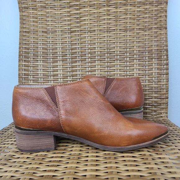 Lucky Brand Shoes Koben Booties Leather Stacked Heels Pointed Brown Size 11 - Picture 6 of 16